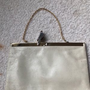 Vintage Clutch leather purse with gold chain